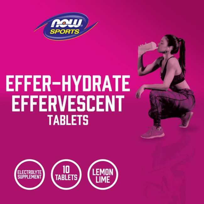 NOW Foods, Sports, Effer-Hydrate, лимон и лайм, 10 таблеток, 51 г (1,8 унции) NOW Foods, Sports, Effer-Hydrate, лимон и лайм, 10 таблеток, 51 г (1,8 унции)