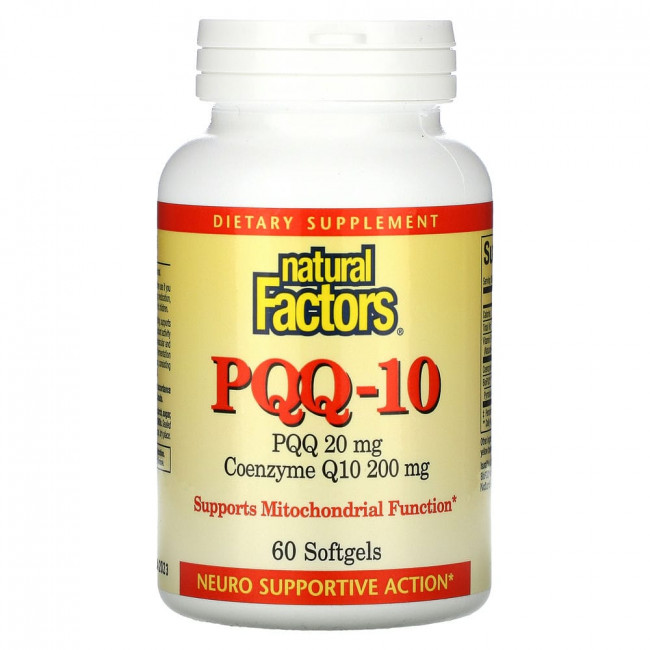 Natural Factors, PQQ-10, пирролохинолинхинон 20 мг, коэнзим Q10 200 мг, 60 капсул Natural Factors, PQQ-10, пирролохинолинхинон 20 мг, коэнзим Q10 200 мг, 60 капсул