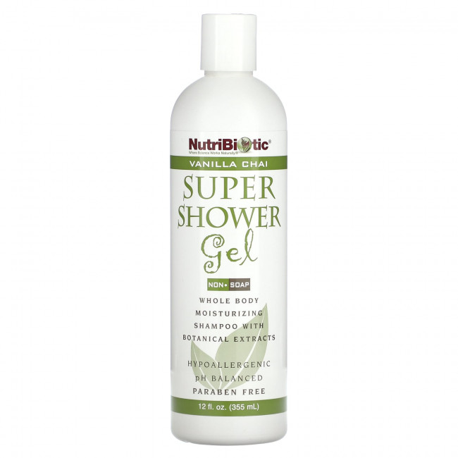 NutriBiotic, Супер гель для душа, без мыла, ванильный чай, 355 мл (12 жидк. Унций)