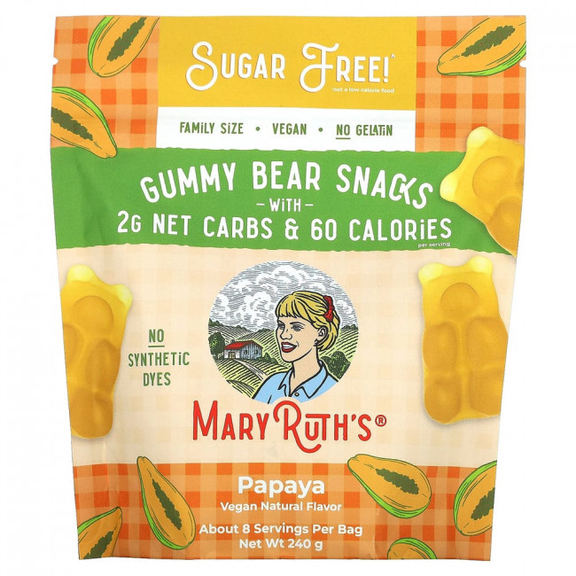 MaryRuth's, Gummy Bear Snacks, Papaya, 240 g