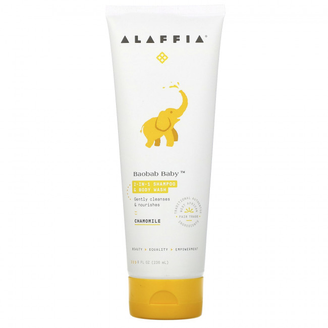 Alaffia, Baobab Baby, шампунь и гель для душа 2 в 1, ромашка, 236 мл (8 жидк. Унций)