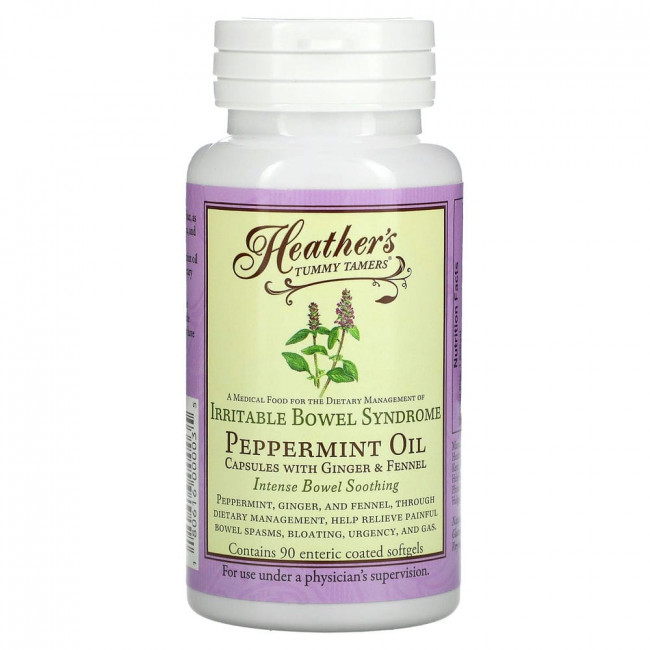 Heather's Tummy Care, Масло перечной мяты, синдром раздраженного кишечника, 90 мягких таблеток, покрытых кишечнорастворимой оболочкой Heather's Tummy Care, Масло перечной мяты, синдром раздраженного кишечника, 90 мягких таблеток, покрытых кишечнорастворимой оболочкой