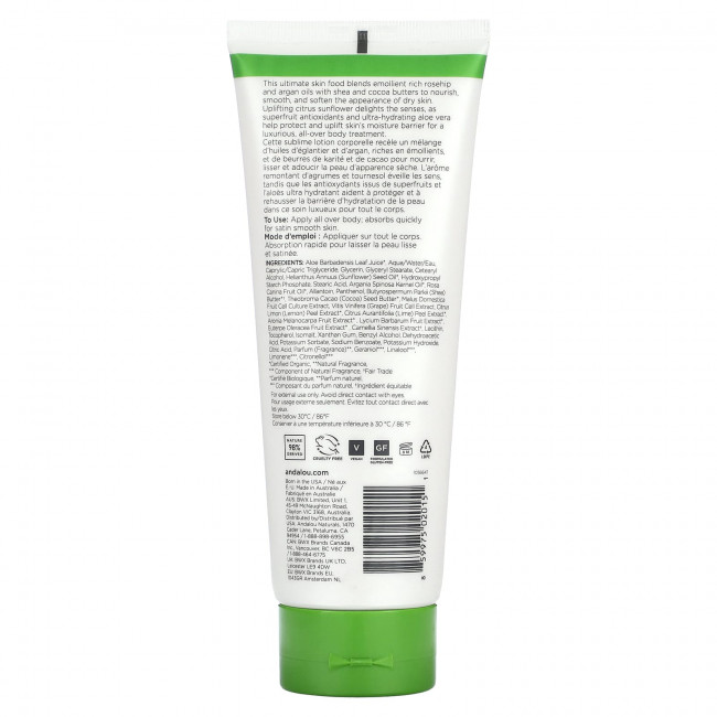 Andalou Naturals, Лосьон для тела, бодрящий, с цитрусовыми и подсолнечными, 236 мл (8 жидк. Унций) Andalou Naturals, Лосьон для тела, бодрящий, с цитрусовыми и подсолнечными, 236 мл (8 жидк. Унций)