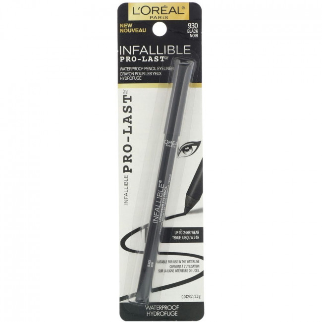 L'Oreal, Водостойкий карандаш для глаз Infallible Pro-Last, оттенок 930 «Черный», 1,2 г L'Oreal, Водостойкий карандаш для глаз Infallible Pro-Last, оттенок 930 «Черный», 1,2 г