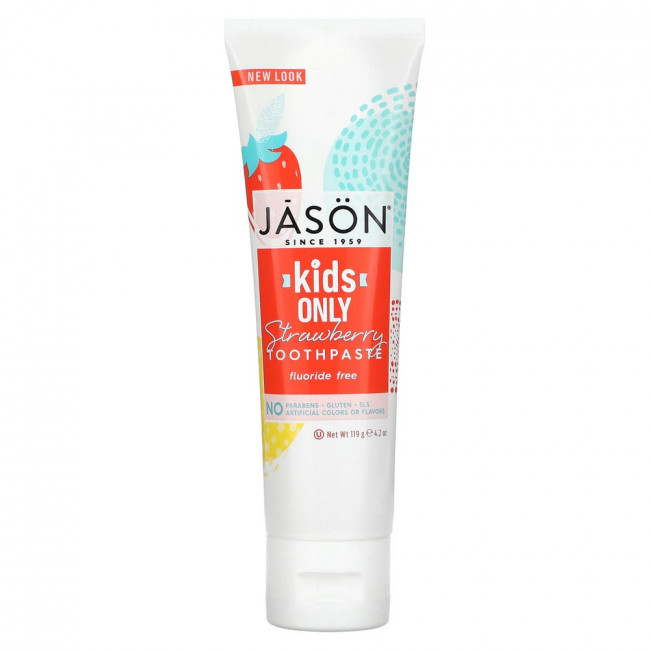 Jason Natural, Только для детей! Зубная паста с клубничным вкусом 119 г (4,2 унции) Jason Natural, Только для детей! Зубная паста с клубничным вкусом 119 г (4,2 унции)