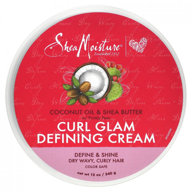 SheaMoisture, Curl Glam Defining Cream, крем для сухих и вьющихся волос, кокосовое масло и масло ши с опунцией, 340 г (12 унций)