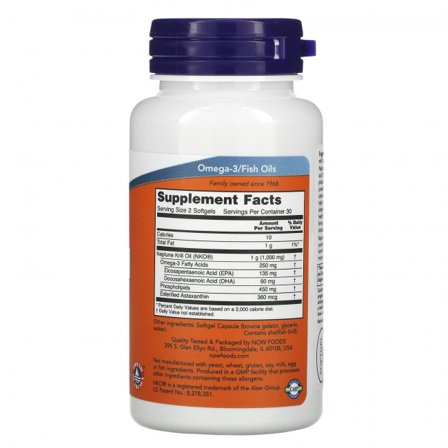 NOW Foods, Масло морского криля Нептун, 500 мг, 60 мягких таблеток NOW Foods, Масло морского криля Нептун, 500 мг, 60 мягких таблеток
