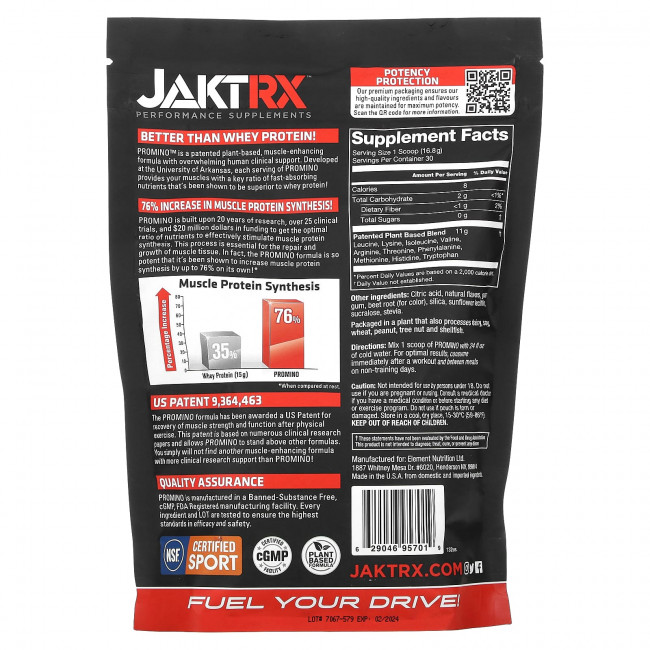 JAKTRX, Запатентованный мышечный активатор Promino, малина, 504 г (17,7 унции) JAKTRX, Запатентованный мышечный активатор Promino, малина, 504 г (17,7 унции)