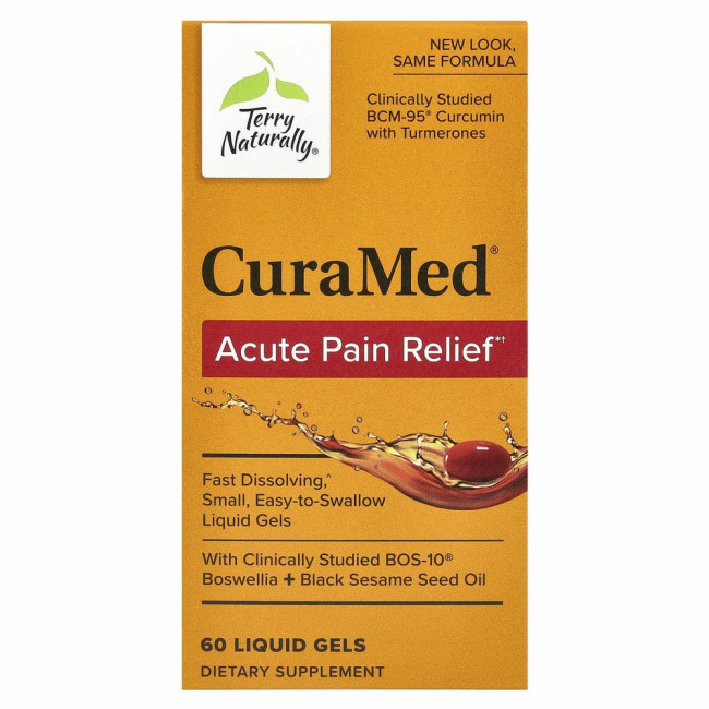 Terry Naturally, CuraMed, средство для снятия боли, 60 жидких гелей Terry Naturally, CuraMed, средство для снятия боли, 60 жидких гелей
