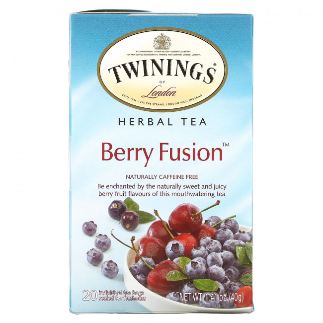 Twinings, Berry Fusion, травяной чай, без кофеина, 20 чайных пакетиков, 40 г (1,41 унции) Twinings, Berry Fusion, травяной чай, без кофеина, 20 чайных пакетиков, 40 г (1,41 унции)