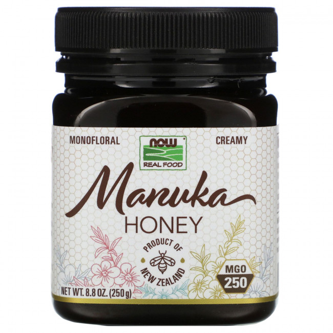 NOW Foods, Real Food, мед манука, MGO 250, 250 г (8,8 унции) NOW Foods, Real Food, мед манука, MGO 250, 250 г (8,8 унции)