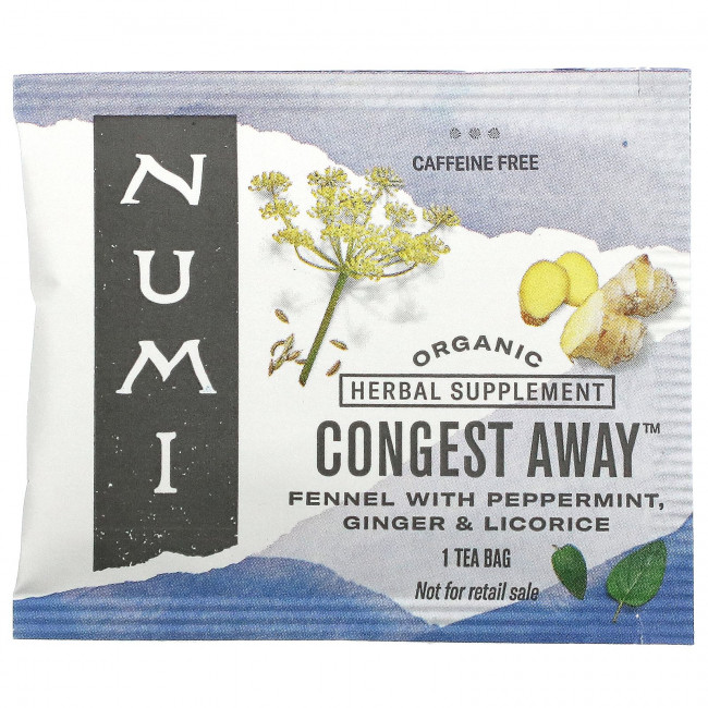 Numi Tea, Organic, Congest Away, без кофеина, 16 чайных пакетиков без ГМО, 32 г (1,13 унции) Numi Tea, Organic, Congest Away, без кофеина, 16 чайных пакетиков без ГМО, 32 г (1,13 унции)