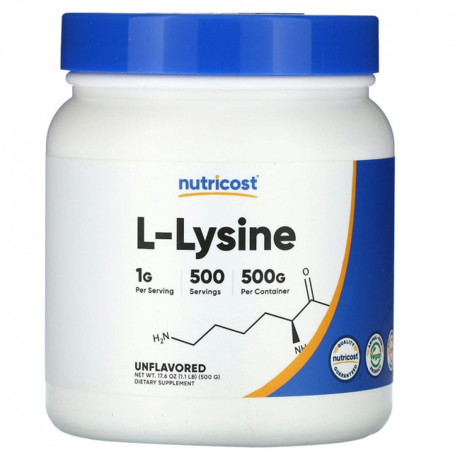 Nutricost, L-Lysine, Unflavored, 17.6 oz (500 g)