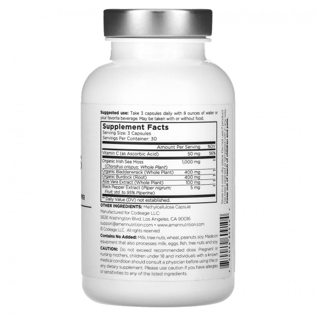 Codeage, Amen Sea Moss, 90 растительных капсул Codeage, Amen Sea Moss, 90 растительных капсул