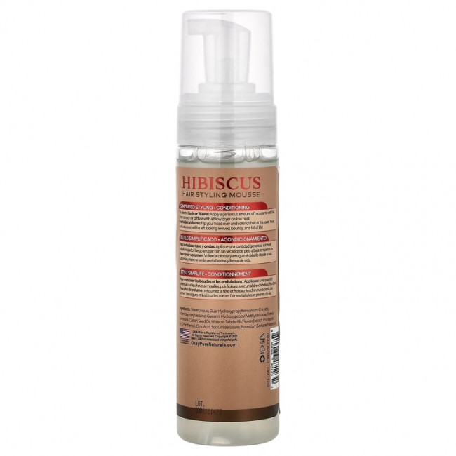 Okay Pure Naturals, Black Jamaican Castor Oil®, мусс для укладки волос, гибкая фиксация, для сухих и поврежденных локонов, гибискус, 221 мл (7,5 унции)