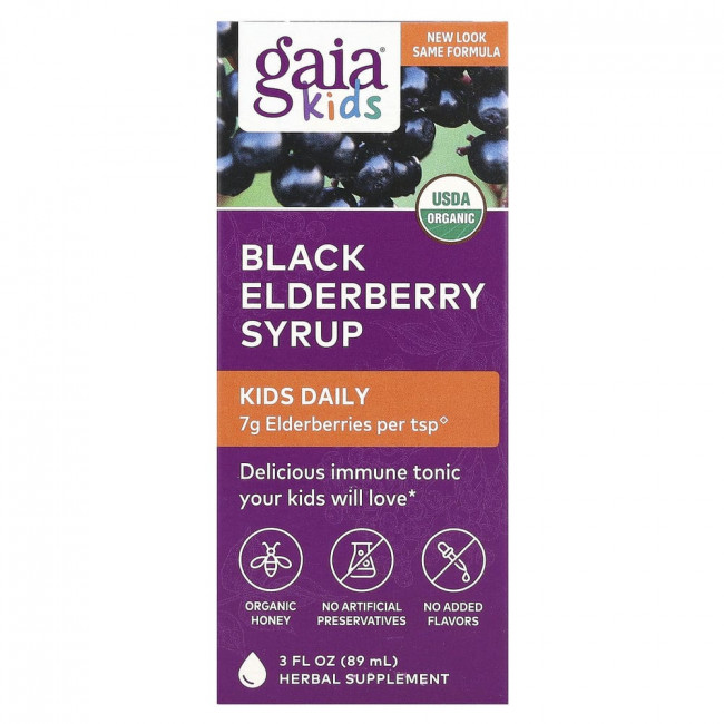 Gaia Herbs, Kids, сироп из черной бузины, 89 мл (3 жидк. унции) Gaia Herbs, Kids, сироп из черной бузины, 89 мл (3 жидк. унции)