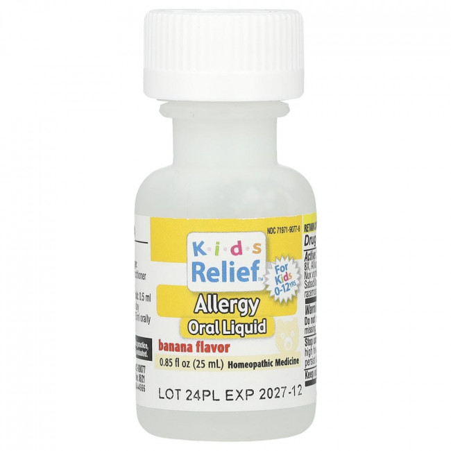 Homeolab USA, Kids Relief®, Жидкое средство от аллергии для приема внутрь, 0-12 лет, со вкусом банана, 0,85 жидких унций (25 мл) Homeolab USA, Kids Relief®, Жидкое средство от аллергии для приема внутрь, 0-12 лет, со вкусом банана, 0,85 жидких унций (25 мл)
