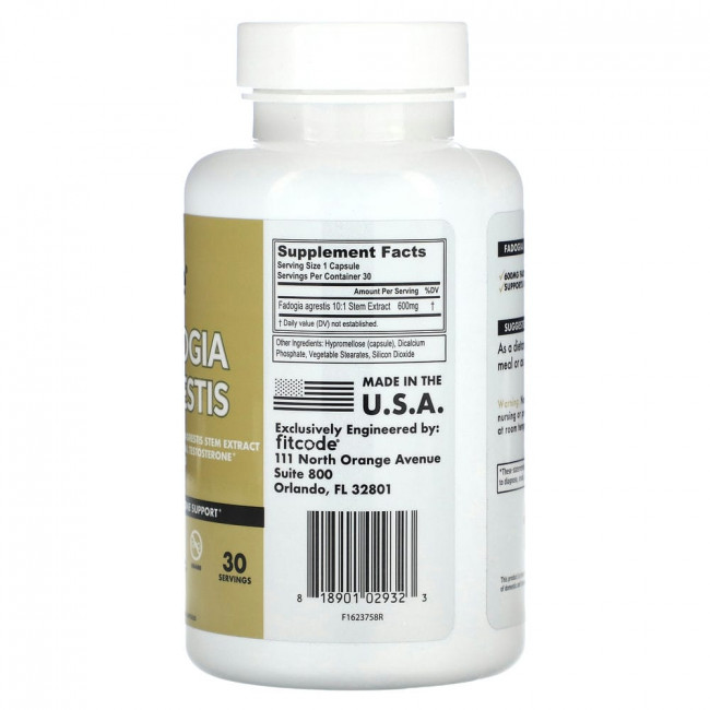 FITCODE, Fadogia Agrestis , 600 mg , 30 Count