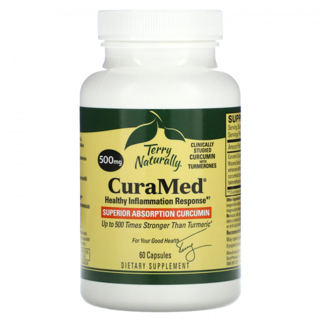 Terry Naturally, CuraMed, куркумин для улучшенной усвояемости, 500 мг, 60 капсул Terry Naturally, CuraMed, куркумин для улучшенной усвояемости, 500 мг, 60 капсул