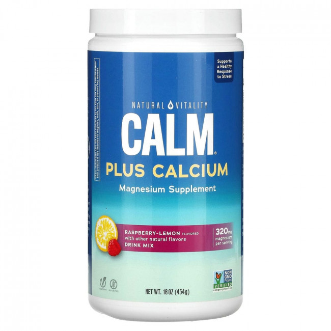 Natural Vitality, Natural Calm Plus Calcium со вкусом малины и лимона, 454 г (16 унций) Natural Vitality, Natural Calm Plus Calcium со вкусом малины и лимона, 454 г (16 унций)