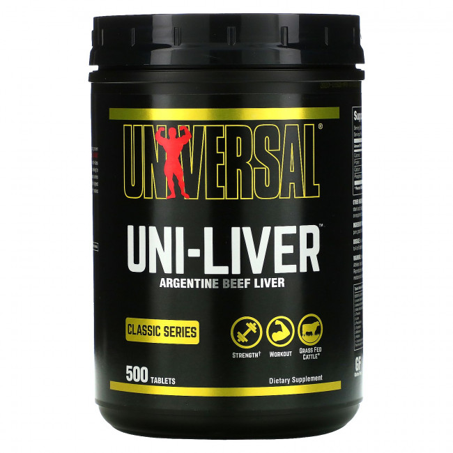 Universal Nutrition, Classic Series, Uni-Liver, аргентинская говяжья печень, 500 таблеток