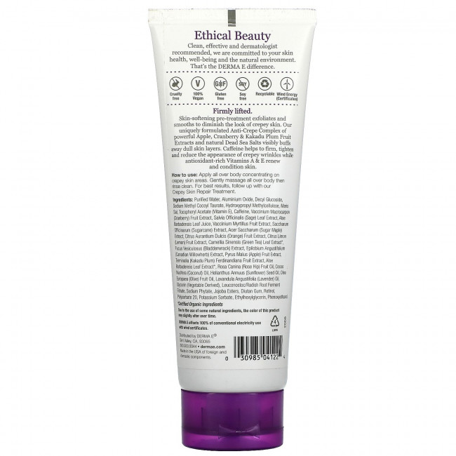 Derma E, Отшелушивающий скраб для предварительной обработки Crepey, 170 г (6 унций) Derma E, Отшелушивающий скраб для предварительной обработки Crepey, 170 г (6 унций)