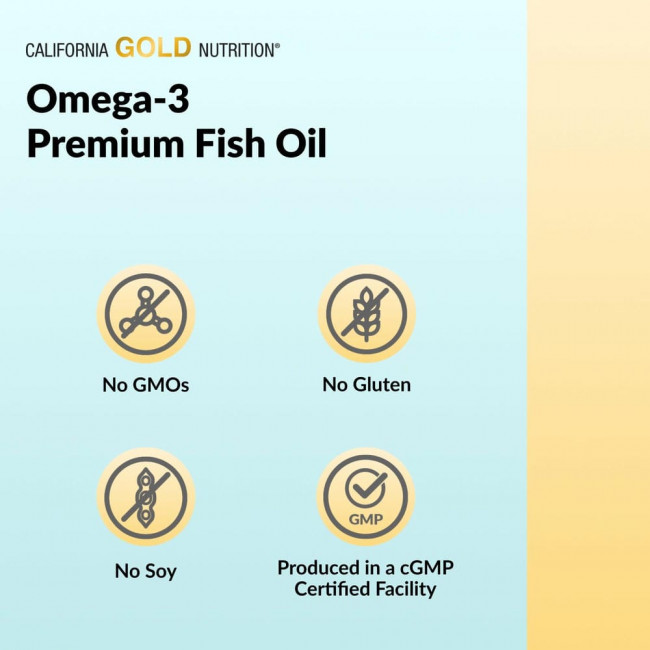 California Gold Nutrition, омега-3, рыбий жир премиального качества, 180 мг ЭПК / 120 мг ДГК, 240 капсул из рыбьего желатина California Gold Nutrition, омега-3, рыбий жир премиального качества, 180 мг ЭПК / 120 мг ДГК, 240 капсул из рыбьего желатина