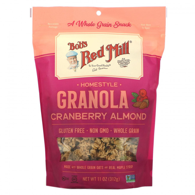 Bob's Red Mill, Печеная гранола, клюква и миндаль, 312 г (11 унций)