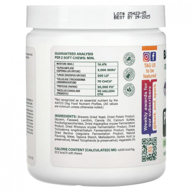 Bark&Spark, Probiotics For Dogs, Chicken, 120 Soft Chews, 10 oz (288 g)