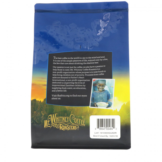Mt. Whitney Coffee Roasters, Organic Guatemala Adiesto, кофе из цельных зерен, средней обжарки, 340 г (12 унций) Mt. Whitney Coffee Roasters, Organic Guatemala Adiesto, кофе из цельных зерен, средней обжарки, 340 г (12 унций)