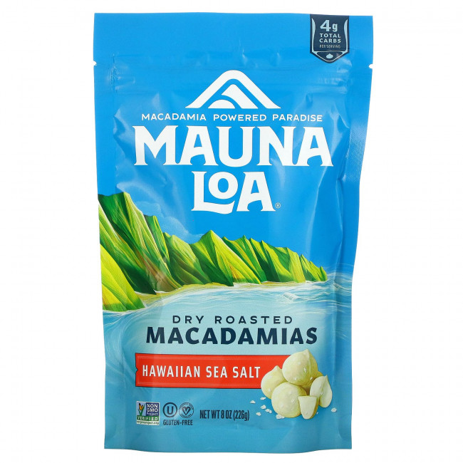 Mauna Loa, Dry Roasted Macadamias, гавайская морская соль, 226 г (8 унций) Mauna Loa, Dry Roasted Macadamias, гавайская морская соль, 226 г (8 унций)