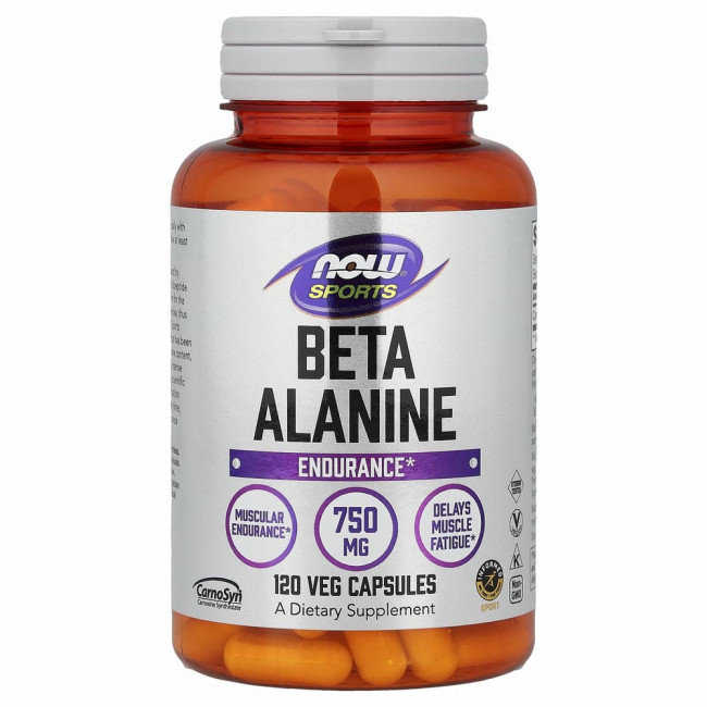 NOW Foods, Sports, бета-аланин, выносливость, 750 мг, 120 растительных капсул NOW Foods, Sports, бета-аланин, выносливость, 750 мг, 120 растительных капсул