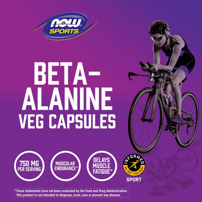 NOW Foods, Sports, бета-аланин, выносливость, 750 мг, 120 растительных капсул NOW Foods, Sports, бета-аланин, выносливость, 750 мг, 120 растительных капсул
