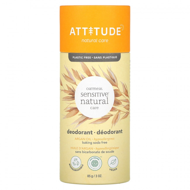 ATTITUDE, Oatmeal Sensitive Natural Care Deodorant, аргановое масло, 85 г (3 унции) ATTITUDE, Oatmeal Sensitive Natural Care Deodorant, аргановое масло, 85 г (3 унции)