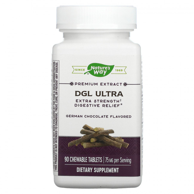 Nature's Way, DGL Ultra, Extra Strength для облегчения пищеварения, немецкий шоколад, 75 мг, 90 жевательных таблеток Nature's Way, DGL Ultra, Extra Strength для облегчения пищеварения, немецкий шоколад, 75 мг, 90 жевательных таблеток