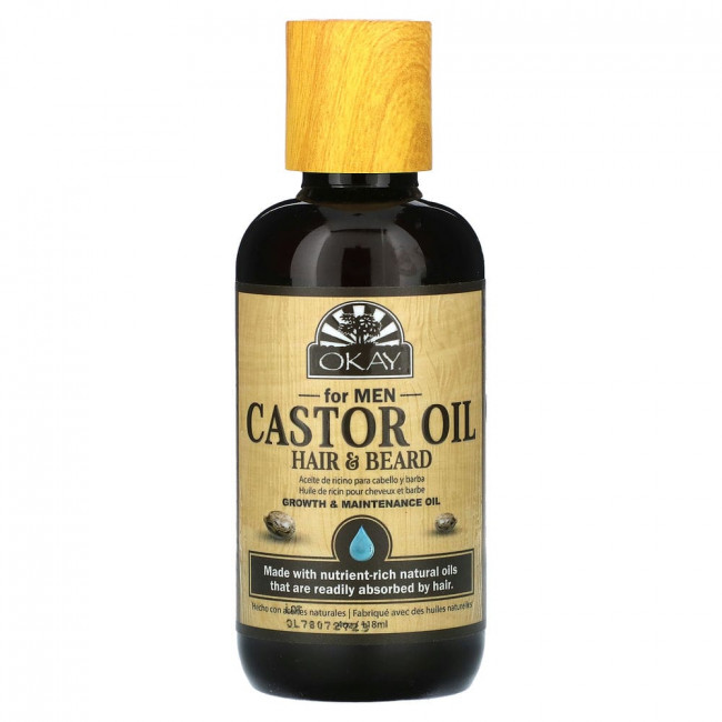 Okay Pure Naturals, Для мужчин, касторовое масло, для волос и бороды, 118 мл (4 унции)