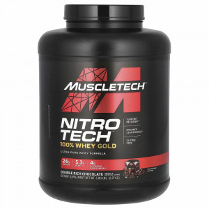 Muscletech, Nitro Tech, 100% Whey Gold, сывороточный протеин в порошке, двойной шоколад, 2,51 кг (5,54 фунта) Muscletech, Nitro Tech, 100% Whey Gold, сывороточный протеин в порошке, двойной шоколад, 2,51 кг (5,54 фунта)