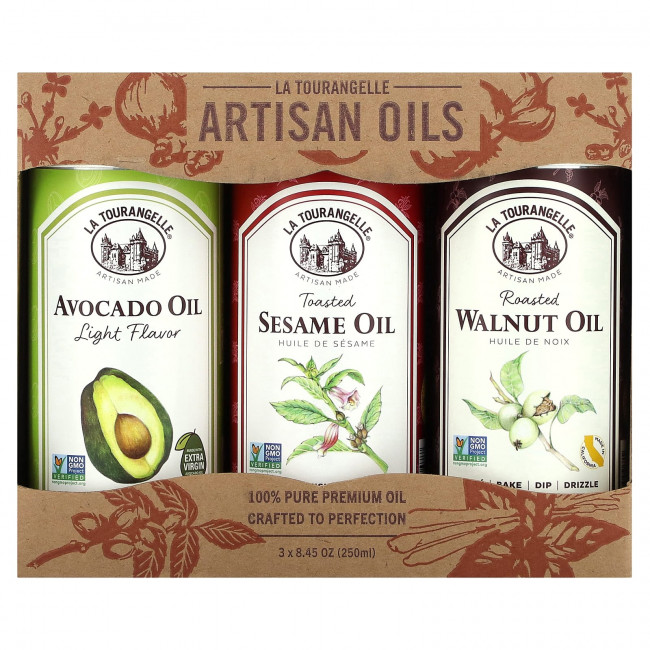 La Tourangelle, LAT Favourites Trio Artisan Oils, 3 штуки, 250 мл (8,45 унции) La Tourangelle, LAT Favourites Trio Artisan Oils, 3 штуки, 250 мл (8,45 унции)