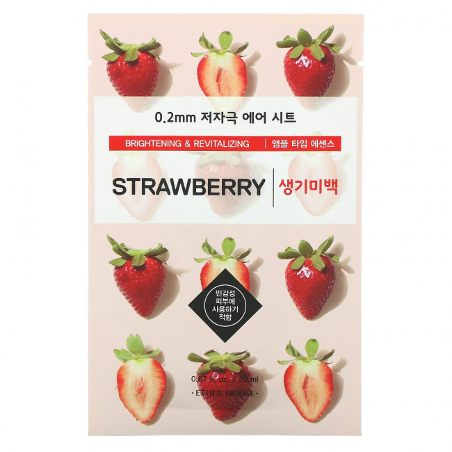 Etude, 0.2 Air Beauty Mask, Strawberry, 1 Sheet, 0.67 fl. oz (20 ml) Etude, 0.2 Air Beauty Mask, Strawberry, 1 Sheet, 0.67 fl. oz (20 ml)