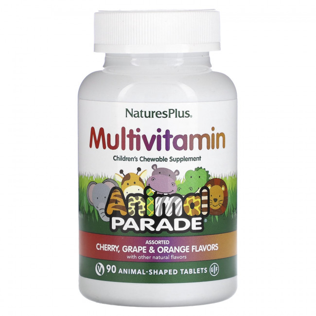NaturesPlus, Animal Parade, детские жевательные мультивитамины, ассорти, 90 таблеток в форме животных NaturesPlus, Animal Parade, детские жевательные мультивитамины, ассорти, 90 таблеток в форме животных
