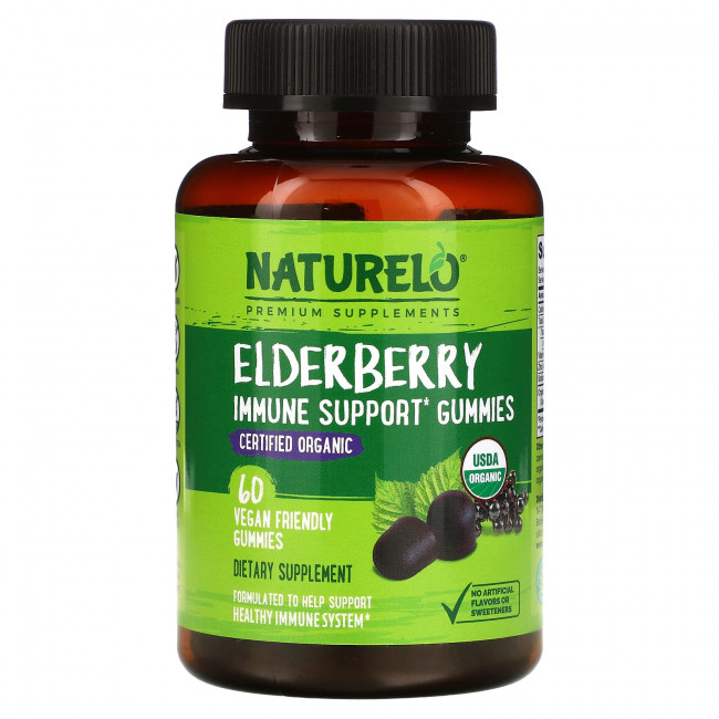 NATURELO, Бузина, жевательные мармеладки для поддержки иммунитета, 60 веганских жевательных таблеток NATURELO, Бузина, жевательные мармеладки для поддержки иммунитета, 60 веганских жевательных таблеток
