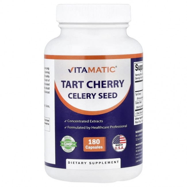 Vitamatic, семена вишни и сельдерея, 180 капсул Vitamatic, семена вишни и сельдерея, 180 капсул