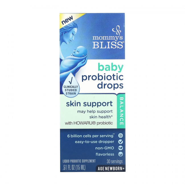 Mommy's Bliss, Капли с пробиотиком для детей, для младенцев и старше, без запаха, 15 мл (0,51 жидк. Унции) Mommy's Bliss, Капли с пробиотиком для детей, для младенцев и старше, без запаха, 15 мл (0,51 жидк. Унции)