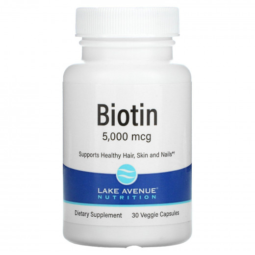 Lake Avenue Nutrition, биотин, 5000 мкг, 30 растительных капсул &mdash; 