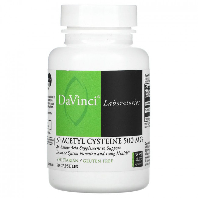 DaVinci Laboratories of Vermont, N-ацетилцистеин, 500 мг, 90 капсул DaVinci Laboratories of Vermont, N-ацетилцистеин, 500 мг, 90 капсул
