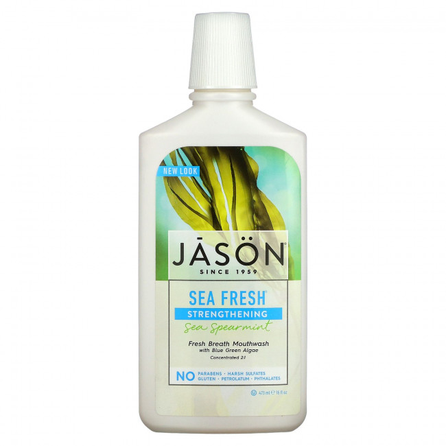 Jason Natural, Sea Fresh Strength, ополаскиватель для полости рта «Свежее дыхание», морская мята, 473 мл (16 жидк. Унций) Jason Natural, Sea Fresh Strength, ополаскиватель для полости рта «Свежее дыхание», морская мята, 473 мл (16 жидк. Унций)