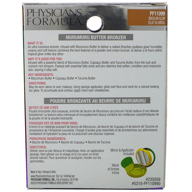 Physicians Formula, Бронзер с маслом мурумуру, бразильское сияние, 11 г (0,38 унции) Physicians Formula, Бронзер с маслом мурумуру, бразильское сияние, 11 г (0,38 унции)