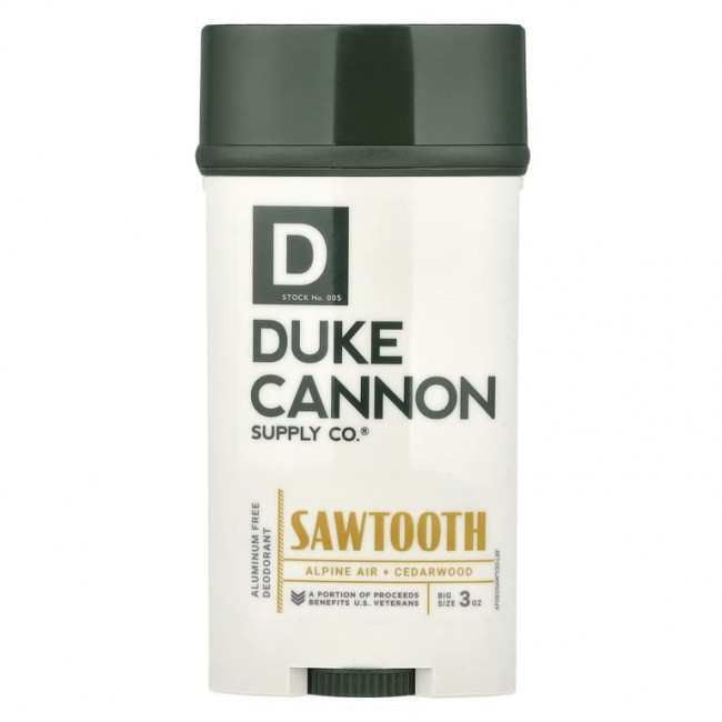 Duke Cannon Supply Co., Дезодорант без алюминия, Sawtooth, Alpine Air + Cedarwood, 3 унции (Товар снят с продажи) Duke Cannon Supply Co., Дезодорант без алюминия, Sawtooth, Alpine Air + Cedarwood, 3 унции (Товар снят с продажи)