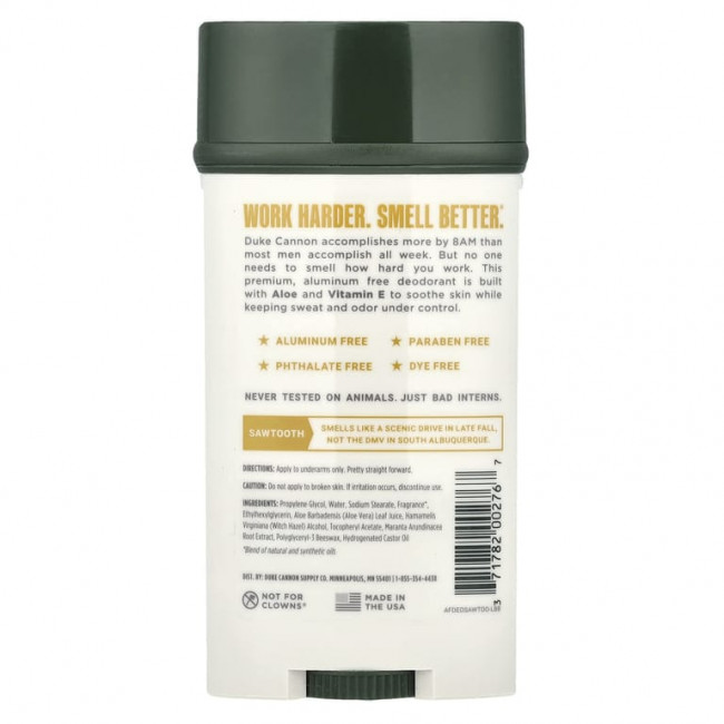 Duke Cannon Supply Co., Дезодорант без алюминия, Sawtooth, Alpine Air + Cedarwood, 3 унции (Товар снят с продажи) Duke Cannon Supply Co., Дезодорант без алюминия, Sawtooth, Alpine Air + Cedarwood, 3 унции (Товар снят с продажи)