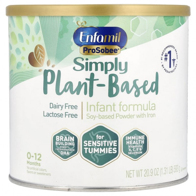 Enfamil, ProSobee®, Simply Plant на основе смеси для младенцев, соевый порошок с железом, 0–12 месяцев, 593 г (20,9 унции) Enfamil, ProSobee®, Simply Plant на основе смеси для младенцев, соевый порошок с железом, 0–12 месяцев, 593 г (20,9 унции)